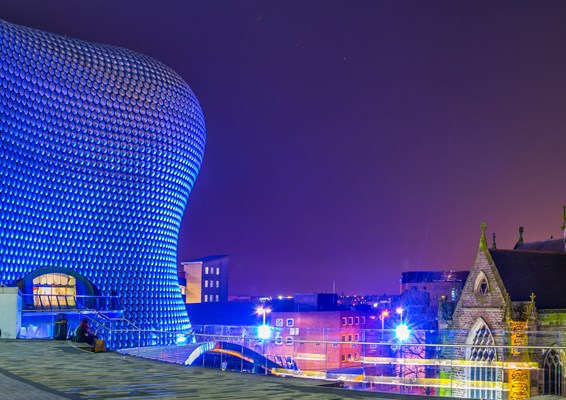Night scene of Birmingham's bull ring