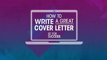 Computer screen with the text 'How to write a great cover letter'